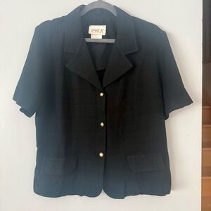 Vintage Jessica Black Blazer with Gold Accents PLUS SIZE